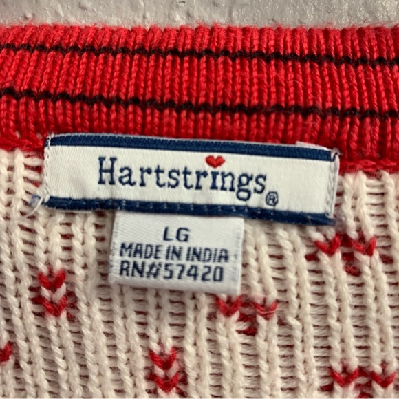 Hartstring 100 percent cotton cardigan red white and black size large - Picture 7 of 9